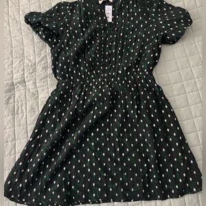 LOFT Dress with black/green with metallic green dots